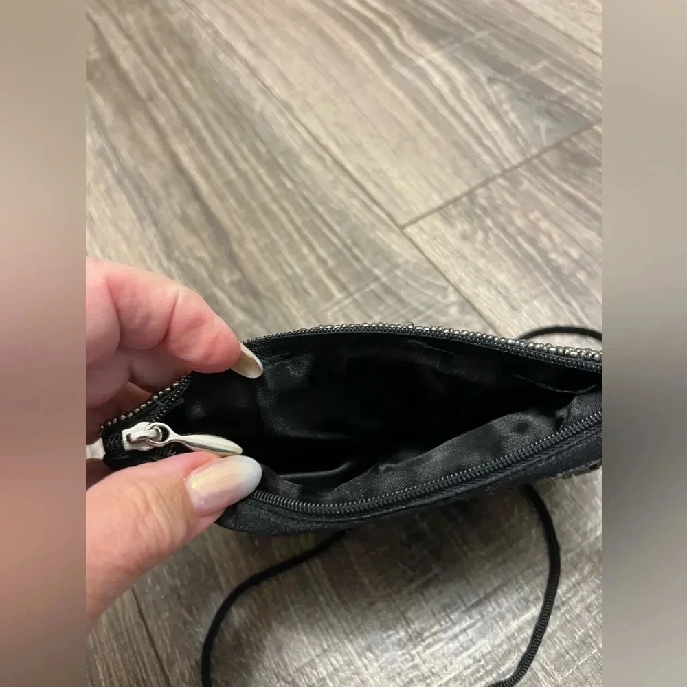 Black Beaded Phone Case Wallet Purse